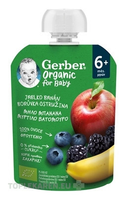 Gerber Organic Kapsička Jablko, banán, čučoriedka